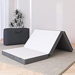 BedStory Folding Mattress with Carry Bag, 4 Inch Foldable Mattress Double Size, Tri Fold Memory Foam Mattress with Washable Cover, Portable Tri-fold Mattress Topper for Floor, Sofa, RV, CertiPUR-US