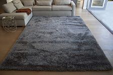 Tauhid Carpet Handwoven Super Soft Modern Area Shag Rugs Silky Smooth Fluffy Rugs for Your Bedroom Carpet 3x5 Feet Dark Grey