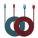 Micro USB Cable 10ft with 3A Fast Charging, 2Pack Ultra Durable 10ft Nylon Braided Charger Cords for Galaxy S7/S6/J8/J7 Note 5,Kindle,LG,PS4,Camera,Xbox One and More (Red + Blue)