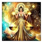 5D Diamond Painting DIY Full Drill Rhinestones, ABEUTY Zodiac Statue of Liberty Libra Yellow Gold, Paint with Diamonds Crystal Diamond Art Kits