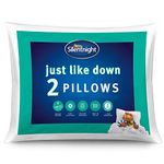 Silentnight Just Like Down Pillow - Hotel Bed Sleep Pillows Cuddle Support Pillow Pair - Machine Washable Soft Comfy Pillows,2 Count (Pack of 1), White