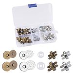 Magnetic Button Snap Fastener Bag Clasps 20 Sets DIY Craft Sewing Buttons for Knitting, Craft, Purses, Hat Pompom, Clothes, Leather Coat, 2 Colors (14mm/18mm) - No Tool Required