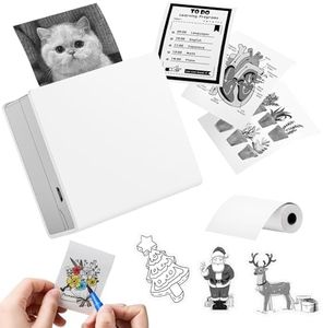 Memoking Sticker Printer - M02 Print Pods Thermal Mini Printer, Bluetooth Wireless Sticker Maker Machine Mini Pocket Printer, Portable Phone Printer for DIY Pictures, Photo, Study, Note, White Printer