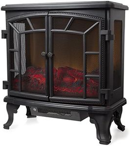 Warmlite WL46020 Rochester Portable Electric Double Door Fireplace Heater with Realistic LED Flame Effect, Remote Control, 2000W, Black