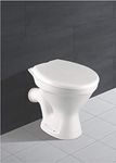 Zoyo Cera Ceramic Floor Mount Western Toilet/Commode/Water Closet/European Commode With OUTLET Is From WALL Hard Close Sea Cover 47 X 36 X 41 cm (White Glossy Finish) for Bathrooms (P Trap)