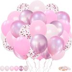 Pink Balloons, 60Pcs 12inch Metallic Pink Ballons Pearly Pink Balloons Matte Pink Balloons Pink Confetti Balloons for Girl Women Birthday Decorations, Wedding, Christening, Baby Shower Party