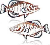 Lounsweer 2 Pcs Metal Fish Wall Decor Vintage Fishing Decor Rustic Hanging Fish Wall Art for Fishing Living Room Bedroom Bathroom Cabin Fishing Gift, 10 x 4.3 Inch