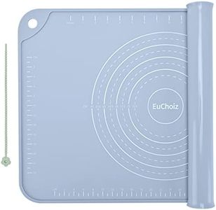 EuChoiz Silicone Pastry Mat 32"*24" Extra Thick Non Stick Baking Mat Food Grade Silicone Dough Rolling Mat with Edge Heightening Large Blue