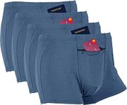 LUEXBOX Pocket Underwear for Men with Secret Hidden Front Pocket, Travel Boxer Brief, XX-Large Size 4 Packs (Blue), Blue