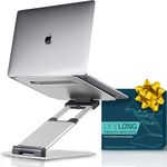 Laptop Stand, Ergonomic Sit to Stand Laptop Holder Convertor, Adjustable Height from 2.1" to 13.8", Supports up to 22lbs, Compatible with MacBook, All Laptops Tablets 11-17" - Silver