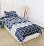 RD TREND 190 GSM Flannel Warm bedsheets for Winter Single Flat Size (60x90 Inches) with 1 Pillow Cove Size (18x28 Inches) Colour Blue Check