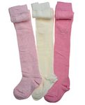 3 pack of Plain s & Cream Cotton Baby Tights - Multipack, Pink, 3-6 Months