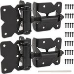 Gate Hinges Heavy Duty, Self Closing Gate Hinges for Wooden Fences 2 Pack, Fence Gate Hinges Adjustable Vinyl Gate Hinges with 28 Pcs Screws (Black)