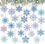 Dremisland 24PCS Christmas Diamond Painting Keychain 5D DIY Diamond Painting Kit Double Sided Snowflake Hanging Diamond Ornaments for Christmas Decoration Kids DIY Crafts (Snowflake-24PCS)