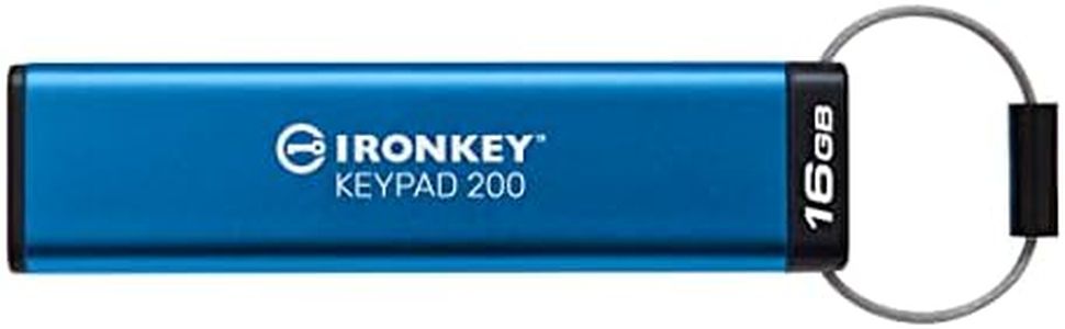 Kingston Ironkey Keypad 200 16GB Encrypted USB | Alphanumeric Keypad | Multi-Pin Access | XTS-AES 256-bit | FIPS 140-3 Level 3 Certified | Brute Force & BadUSB Protection | IKKP200/16GB,Blue