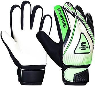 SAWANS Boys Football Gloves Sticky Grip Receiver Youth Football Gloves Kids Junior Soccer Gloves for Kids 8-12 Men Adult Palm Football (Black/Green, Size 3 Suitable for 5 to 6 Year Old)