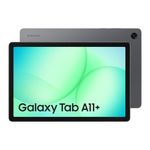 Samsung Galaxy Tab A11+ (CAD Version & Warranty) - Gray 256GB, 11" Android Tablet, External Storage Support, Headphone Jack, 25W Fast Charging