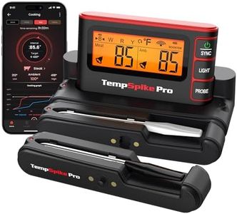TempSpike Smart Wireless Meat Thermometer with App, WiFi and Bluetooth BBQ Grill Thermometer with High Precision, Waterproof and Heat Resistant Probes, Rechargeable Base with Display for