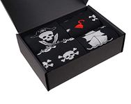 SeriouslySillySocks Men Bamboo Crew Socks Pirates Gift Boxed 4 Pairs Lg 7-11 Black Soft