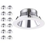 TORCHSTAR 12-Pack 4 Inch Brighter Classic Recessed Can Light Trim, Metal Step Baffle Trim, Fit Halo/Juno Remodel Recessed Housing, 4 Inch Light Trim for PAR16, PAR20, R20, Aluminum Reflector