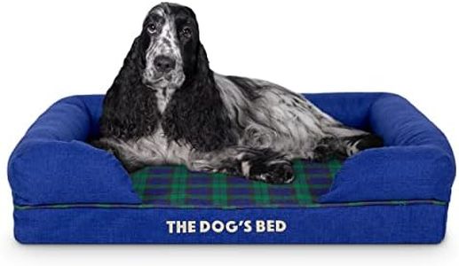 The Dog’s Bed Orthopedic Memory Foam Dog Bed with Bolsters for Medium Dogs, High Density Support Mattress, Low Front Entry, Removable Washable Cover, Oxford Fabric, Black Watch Tartan, Medium