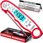 KIZEN Instant Read Meat Thermometer Digital - Food Thermometer for Cooking, Grill, Oven, BBQ - IP67 Rated Waterproof - Large Backlit Display and Magnetic Back