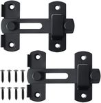 Sayayo Sliding Barn Door Lock 4 Inch Sliding Bolt Locks Security Door Bolt Latch Stainless Steel Black, for Cabinet, Bathroom, Outdoor, Garage, Garden, Closet Door, Window, 2 Pcs, CMS9001B-2P