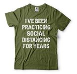 Silk Road Tees Mens Funny Introvert Tee Shirt Social Distancing Chamption T-Shirt - Green - XXL