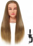 Hairingrid 26"-28" Mannequin Head Hair Styling Training Head Manikin Cosmetology Doll Head Synthetic Fiber Hair and Free Clamp Holder (Golden Brown)