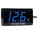 DC 12 Volt Digital Motorcycle Volt Meter Gauge Indicator-Searon LED Display Voltage for Motorcycle Car EZGO Club Car Yamaha Golf Carts (Blue LED)