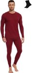 MERINNOVATION Merino Wool Base Layer Set for Men 100% Merino Wool Thermal Underwear Long Sleeve and Bottom Red 165 XXL