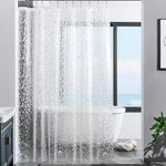 Keliniz Frosted Shower Curtain Liners Mildew Resistant 72x72 Inch Long, Waterproof Semi-Transparent Plastic Wet Room Shower Curtains with 3 Magnets, 3D Pebble Pattern, Clear,180x180CM