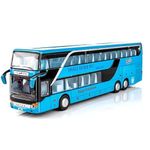 FEXXA Exclusive Alloy Metal Pull Back Die-cast Bus Model with Sound Light Mini Auto Toy for Kids Metal Model Toy Bus with Sound and Light. (Big Double Decker Bus-Blue)