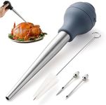 COOK WITH COLOR Turkey Baster with Cleaning Brush - Food Grade Syringe Baster For Cooking, Deluxe Set, Blue