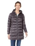 Amazon Essentials Women's Lightweight Water-Resistant Hooded Puffer Coat (Available in Plus Sizes), Charcoal Heather, L