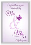 Lesbian Wedding Card - Same Sex Wedding Day Congratulations - Female Couple – Unique Design - Marriage Wishes - Unusual Special Love Keepsake - Quality - Butterfly Mrs & Mrs Theme