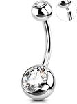 OUFER Body Piercing Internally Belly Bars 10 12 14mm Belly Button Bars 14G 316L Stainless Steel Navel Bars Extra Long Navel Piercing Jewellery Belly Button Ring