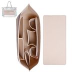 Doxo Purse Organizer Insert for Handbags&Tote Felt Bag Fits Speedy and Neverfull ONTHEGO,3 Sizes/6 Color, Beige Bag+Beige Base Shape, Medium