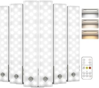 EZVALO Under Cabinet Lights, 62 LED Rechargeable Battery Operated Motion Sensor Light Indoor 3 Color Temps, Wireless Closet Lights Under Counter Lights for Kitchen 6 Pack