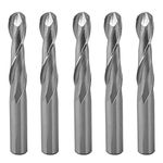 Timelee 5PCS 6MM Shank 6MM CED 25mm CEL Ball Nose Milling Cutter Spiral Router Bits 2 Flutes Carbide End Mill for Engraving Milling 3D sculpturing Roughing Acrylic Wood PVC Aluminum