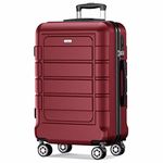 SHOWKOO Suitcase Large 28-Inch Expandable PC+ABS Hard Shell Travel Luggage Lightweight Durable High Capacity with Double Spinner Wheels TSA Lock, 28" Red