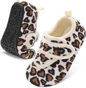 LeIsfIt Toddler Slippers Boys Girls House Shoes Soft Warm Kids House Slippers Slip on Cozy Bedroom Sock Shoes Non-slip Indoor Outdoor Slipper Shoe, Leopard 3.5-4.5 Infant
