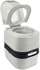 OPL5 Portable Toilet Camping, 6.4 Gallon 24L Piston Pump Flushable Travel Toilet with Level indicator Anti-Leak Handle Water Pump, Rotating Spout Indoor & Outdoor Toilet for Camping, RV Hiking Fishing