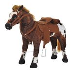 Qaba Standing Ride on Horse Children Cowboy Plush Pony Toy w/Neighing Sound Brown