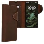 kalibri Case Compatible with Google Pixel 8 - Case Real Leather Protective Wallet Cover with Card Slot - Brown