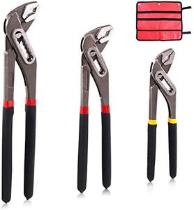 Hilitchi 3Pcs Heavy Duty Adjustable Water Pump Pliers Set Quick Release Groove Slip Joint Pliers V Jaws Pliers Comfortable Hand Feel 8-Inch, 10-Inch and 12-Inch for Plumbing, Basic Home Repair