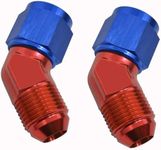 FYWZ AN10 Fuel System Fittings, Aluminum 10AN Female to AN10 Male Flare 45 Degree Swivel Fitting Adapter for Oil Pump/Fuel Pump/Filters/Water/Air Line -Blue-Red-2 PC