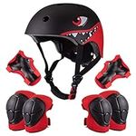 Kids Helmet Pads Set for 2-8 years old Toddler Bike Helmets Lightweight Safety Helmet Elbow Knee Pads Protection Gear for Skateboard Scooter Skating, Gifts for Boys Girls (Black)