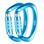 Azarxis Carabiner Quick Release with 1200 kg Load Capacity, Rustproof and Ultralight, Aluminium Carabiner Hook Keyring for Hammock, Camping, Fishing (Screw Cap - Light Blue)