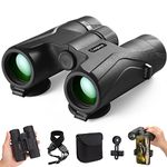 C-eagleeye Binoculars 12x32,Ipx7 Professional Waterproof & Fog Proof, Includes Bags,Strap,Phone Adapter with BAK4 Lens Lightweight High Powered Lens for Hunting, Bird Watching for Adult & Kids,Black